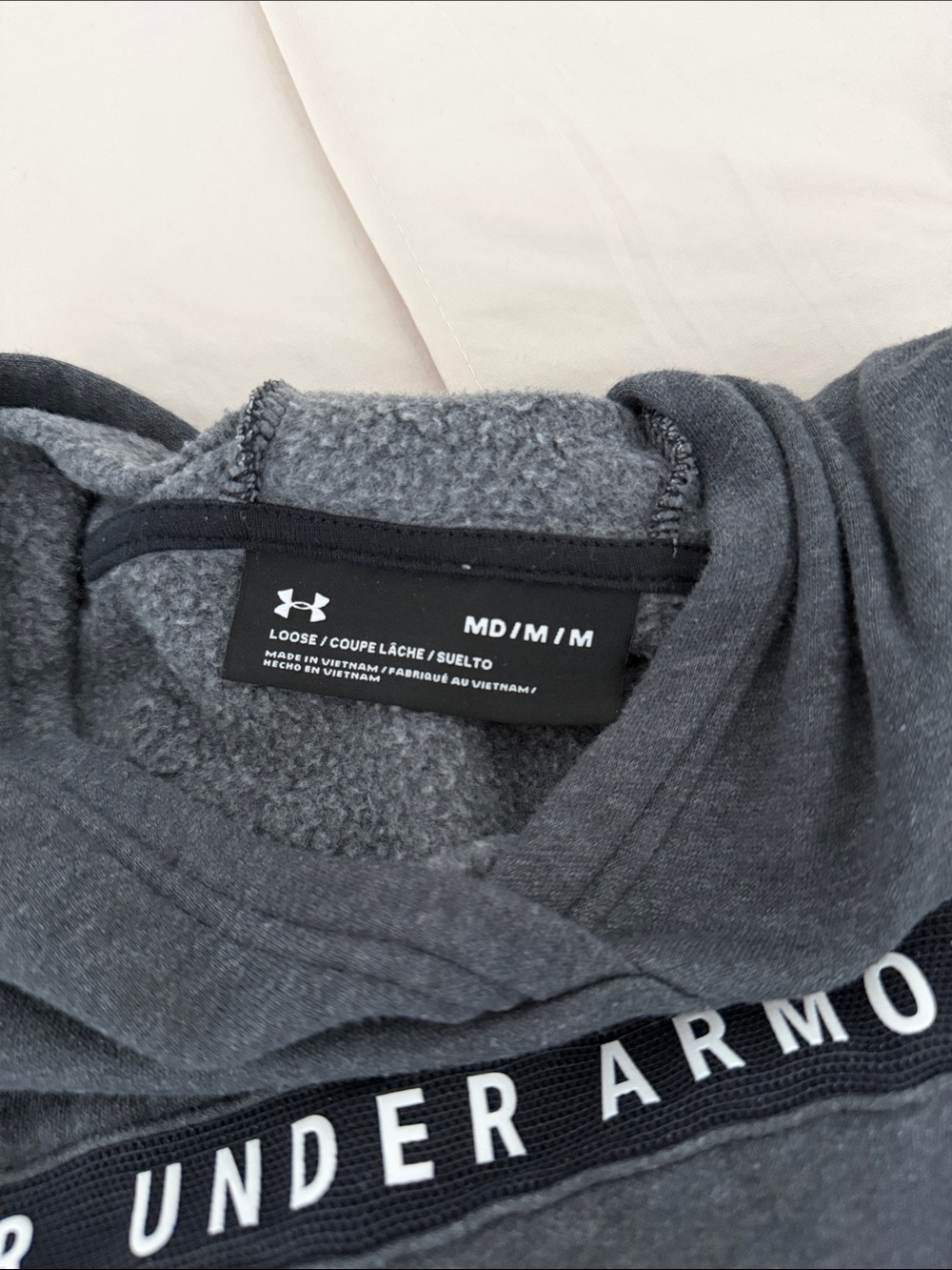 Women’s Under Armour Charcoal Gray Cropped Hoodie with Logo Tape - Picture 4 of 4